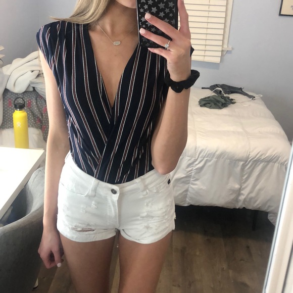 Dynamite striped cross over bodysuit - Picture 3 of 3